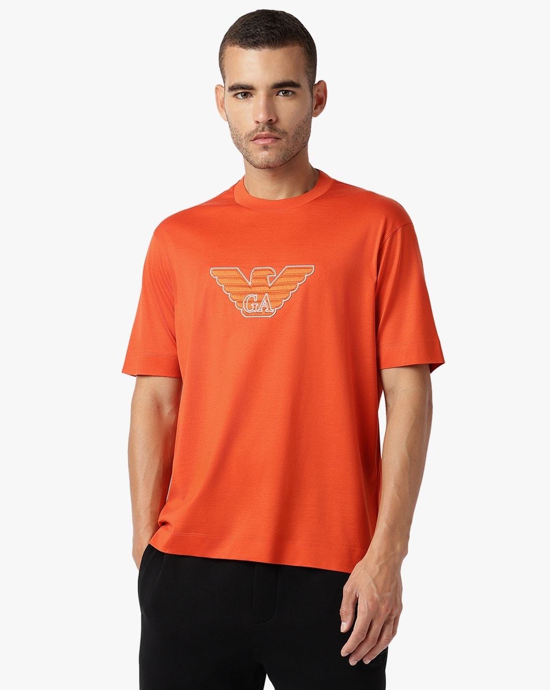 Buy EMPORIO ARMANI Lyocell Crew-Neck T-Shirt with ASV Logo