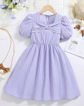 Girls Round Neck Fit And Flare Dress