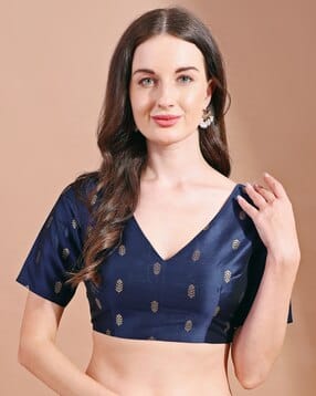 Women V-Neck Back Open Blouse -image-43
