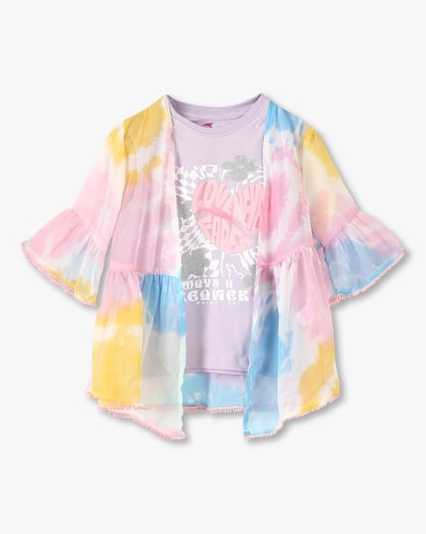 POINT COVE Girls Graphic Print Tank Top with Kimono