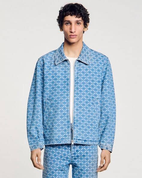 Buy Sandro Square Cross Denim Jacket Blue Color Men AJIO LUXE