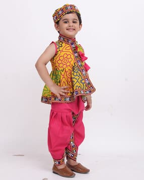 Boys Printed Kurta Dhoti Set-image-46