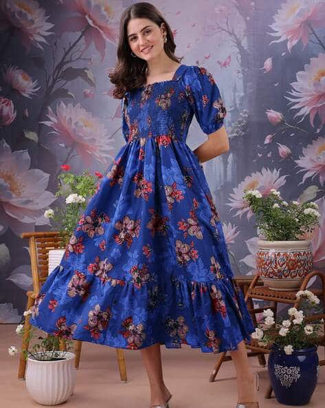 Women Floral Fit And Flare Dress Women Floral Fit And Flare Dress