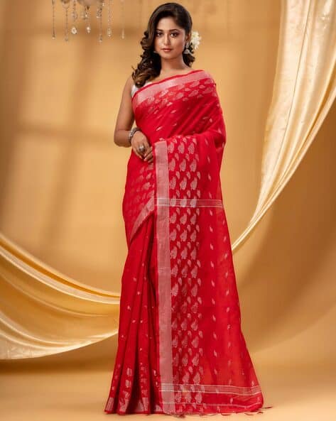 Indie Picks Floating Leaves Cotton Silk Traditional Saree
