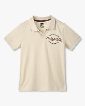 Boys Typographic Print Relaxed Fit Polo T-Shirt-image-7