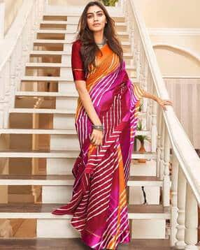 svaraa Striped Saree with Running Blouse Piece-picture-17