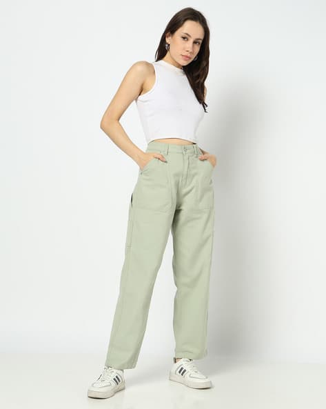 Women Flat-Front Carpenter Fit Trousers