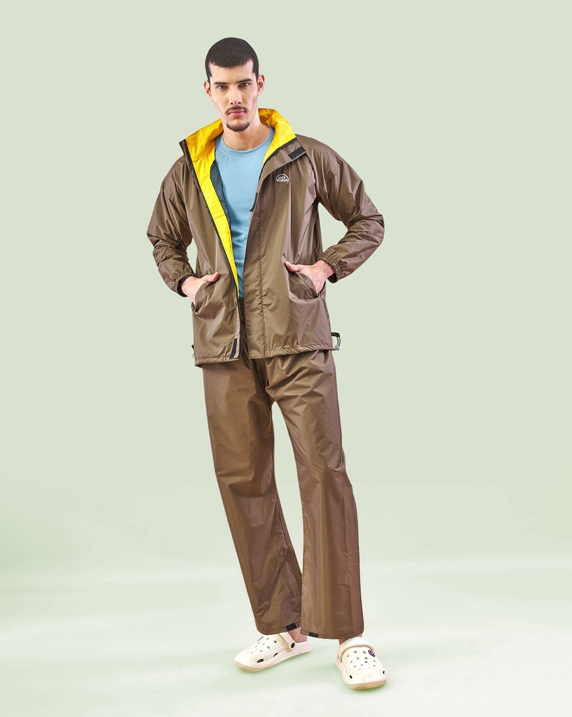 Buy LUX VENUS Men Tapping Raincoat & Pants Set Online | Ajio.com