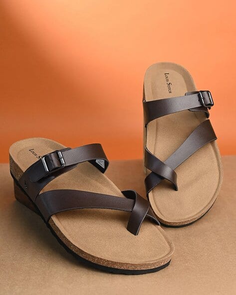 Cork Sandals Men's Thong Slippers Black Cork Sole Sandal