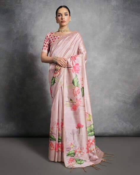 SVARAA Women Floral Print Silk Saree