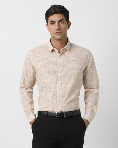 Men Micro Print Slim Fit Cotton Shirt