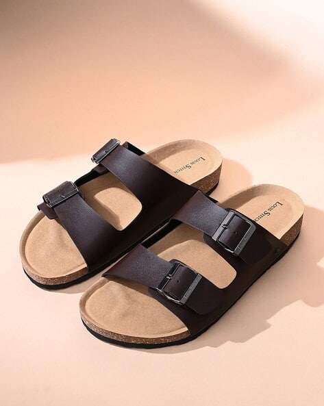 Men Open Toe Double Strap Cork Sandals