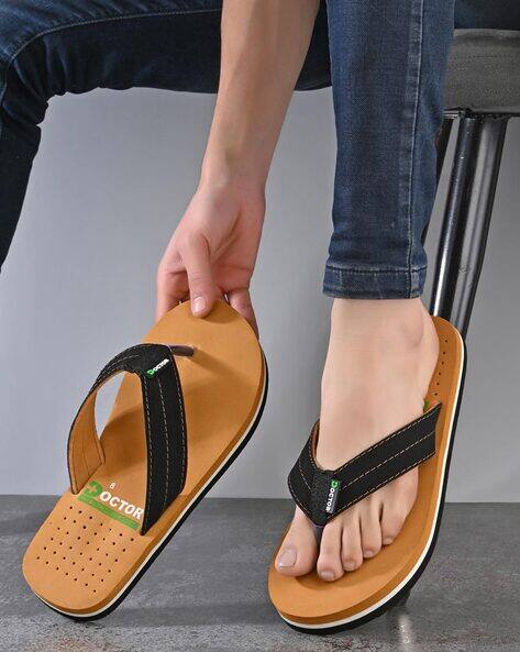 Buy Tan Flip Flop Slippers for Men by DOCTOR HEALTH SUPER SOFT