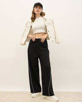 Women Wide Leg Jogger With Contast Piping Detail-image-48