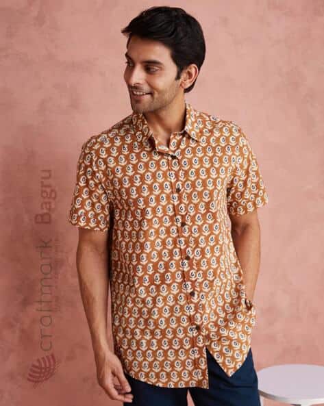 Men Cotton Printed Relaxed Fit Shirt