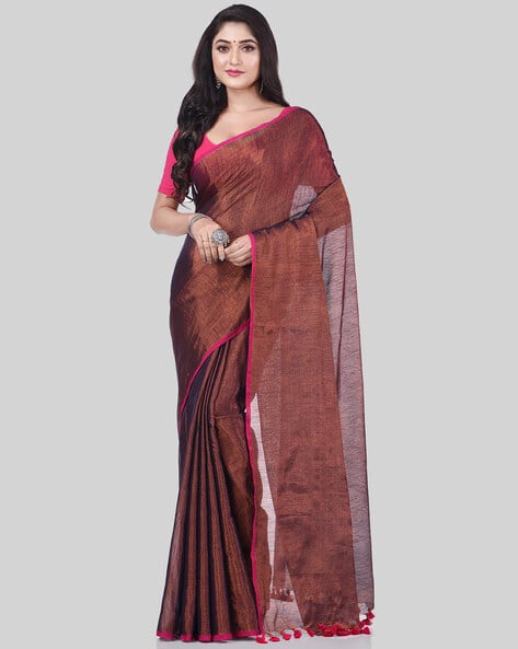 Indie Picks MayurKonthi Color Changer Tissue Cotton Saree with Blouse Piece