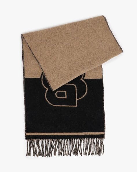 Knitted Scarves Boss Scarf Mens Virgin Wool Raschel Knit Scarf