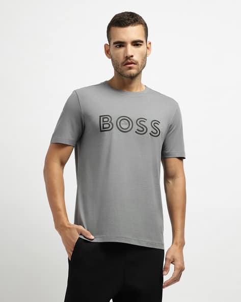 Buy BOSS Pure Cotton Regular Fit Crew-Neck T-Shirt Grey Color