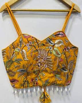 dwini Women Embroidered Spaghetti Straps Back Open Blouse-picture-36