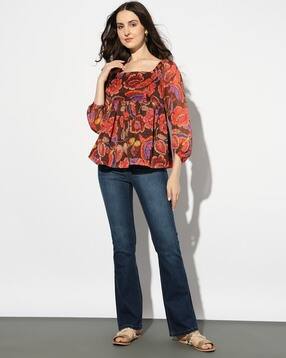 svrnaa by azorte Floral Print Off Shoulder Top-picture-28