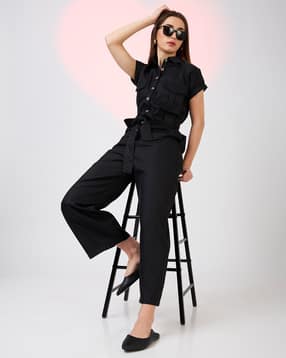 globus Women Shirt Collar Utility Belted Jumpsuit-picture-10