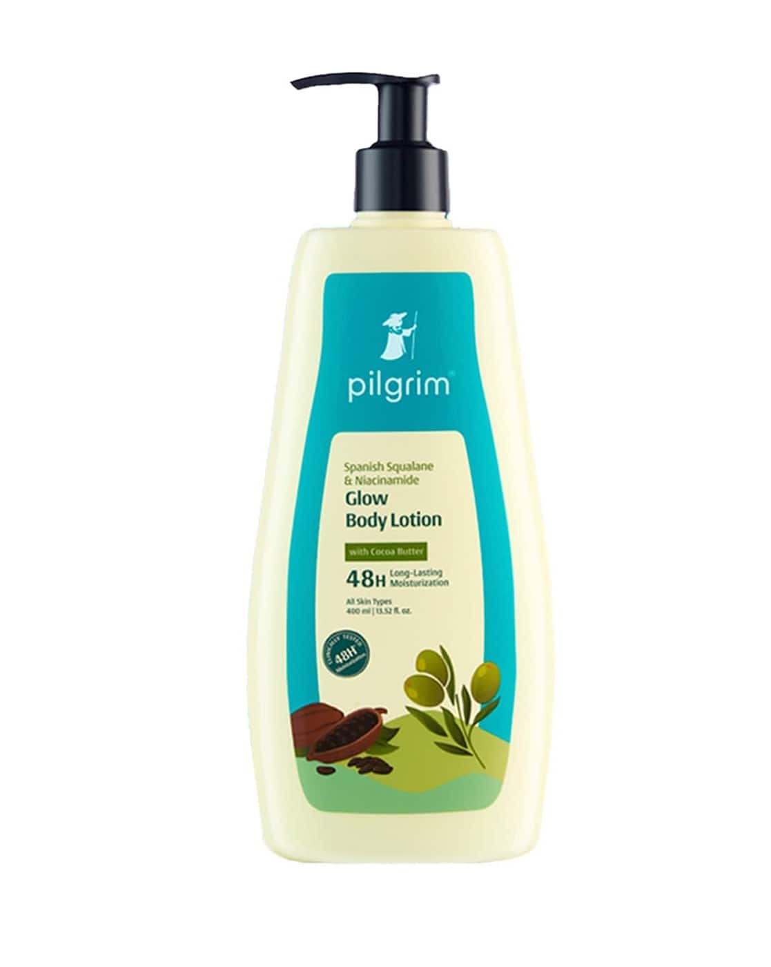 Pilgrim Spanish Squalane and Niacinamide Glow Body Lotion Cocoa Butter 48H Moisturization