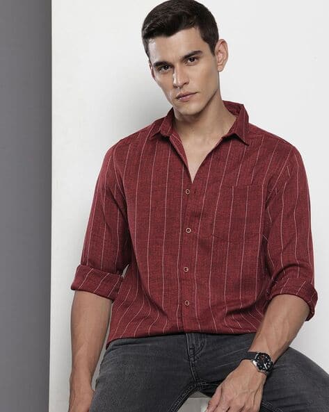 The Indian Garage Co Men Striped Slim Fit Shirt