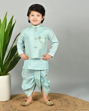 pixie n prince Boy Embroidered Kurta Dhoti Set-picture-12