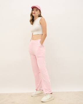 styli Women Wide Leg Jogger With Double Waitband And Tie Up Lace Ribbon Trim Detail-picture-14