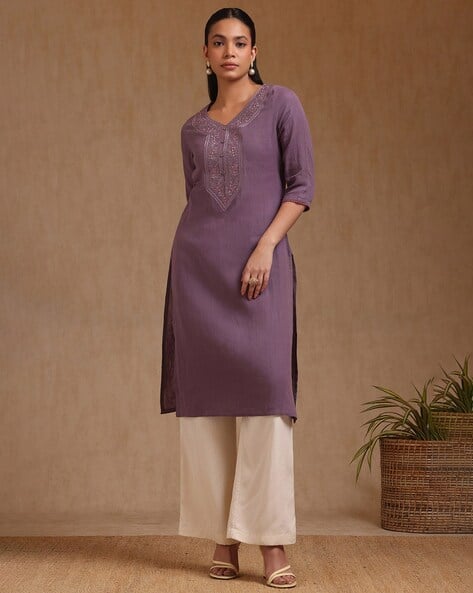 Soch Women Floral Embroidered Thread Work Indie Prints Kurta