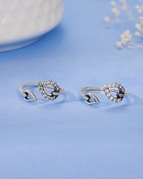 Women Sterling Silver Aparajita Open Adjustable Toe Rings