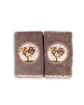 Set of 2 Printed Towels with Contrast Border-image-18