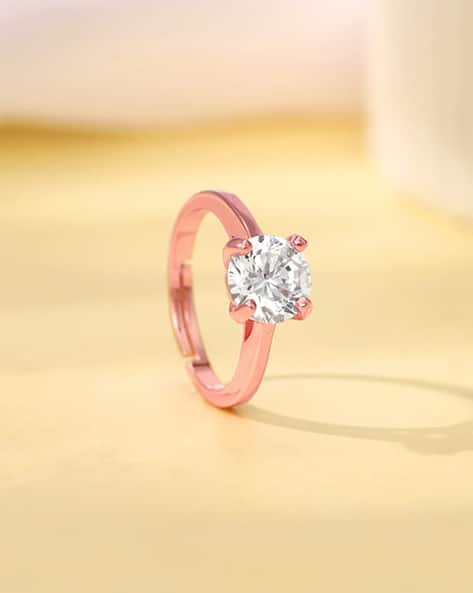 Giva Women Sterling Silver Rose Gold-Plated Everlasting Solitaire Ring