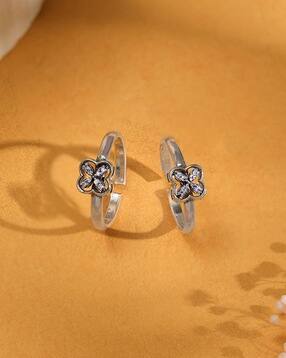 giva Women Sterling Silver Clover Adjustable Toe Rings-picture-26