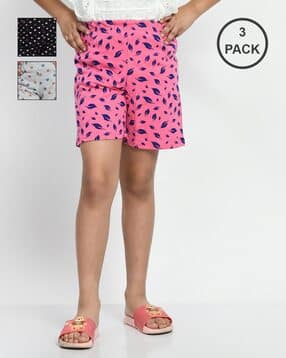 pixie n prince Pack of 3 Girls Printed Regular Fit Shorts-picture-49
