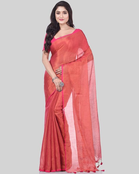Indie Picks Mayur Konthi Color Changer Tissue Cotton Saree with Blouse Piece