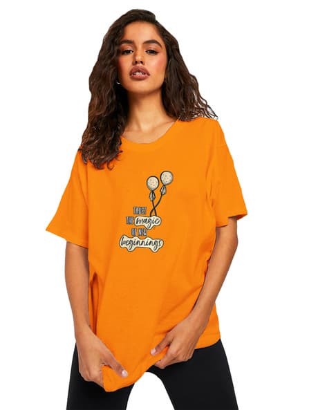 BuyThatTrendz Women Round Neck Oversized Fit Graphic Printed T-Shirt