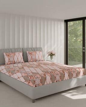 monte carlo 150 TC Printed Double Size Bedsheet with Pillow Cover-picture-42