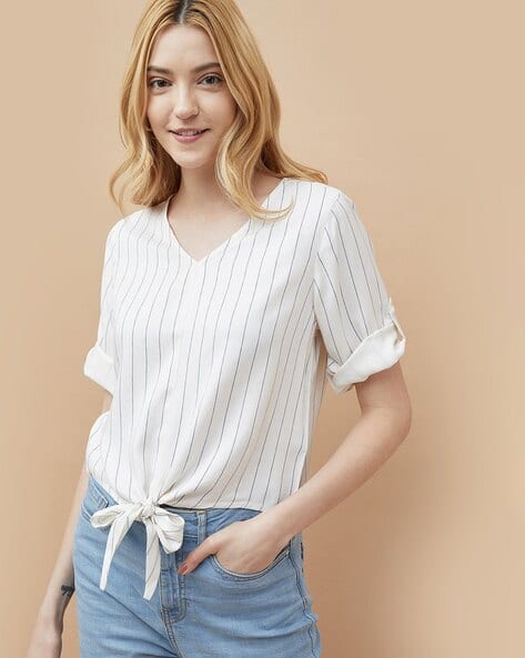 Fame forever by lifestyle Women Striped Regular Fit Top