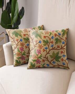 casableu Set of 2 Floral Embroidered Square Cushion Covers 18" x 18"-picture-32