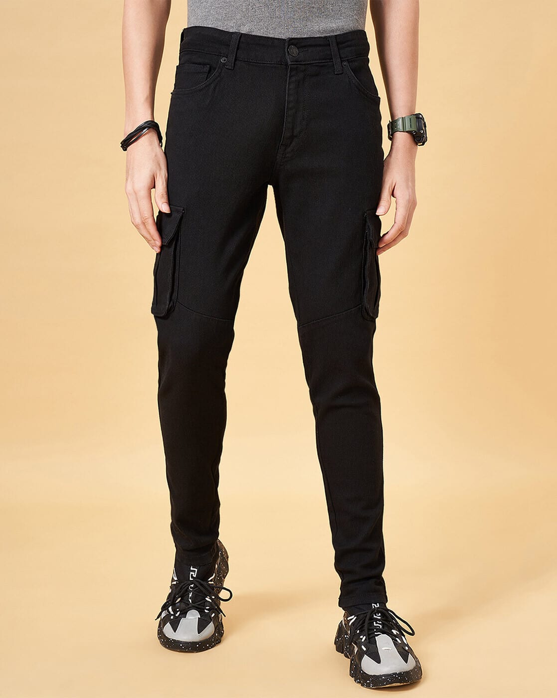 Men Mid-Rise Slim Fit Flat-Front Cargo Pants