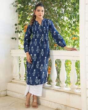 janasya Women Pure Cotton Floral Printed Pleated Kurta-picture-47
