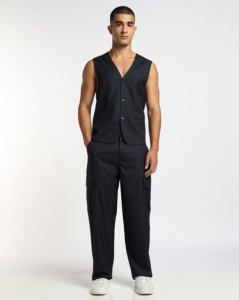 Altheory by AZORTE Pin Striped Slim Fit Waistcoat