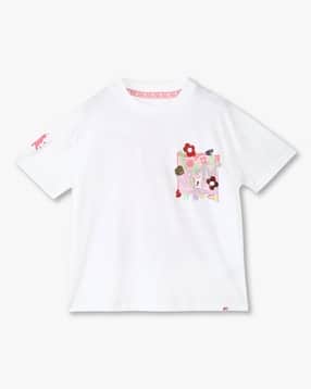 Girls Graphic Print Oversized Cotton Round-Neck T-Shirt