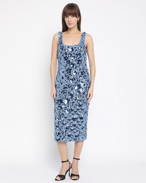 Buy Michael Kors Floral Embellished Scuba Midi A-Line Dress | Grey Color  Women | AJIO LUXE
