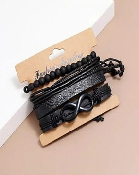 vien Pack of 4 Men Infinity Leather Bracelet-picture-10