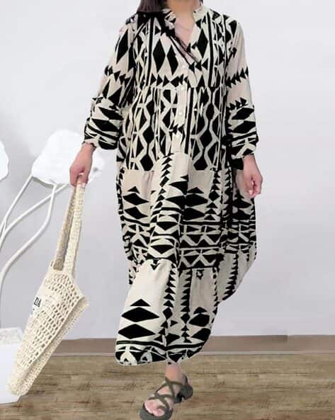 Women Geometric Print Tiered Dress