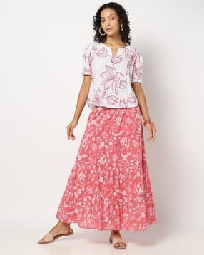 yousta Women Floral Print Flared Skirt-picture-15
