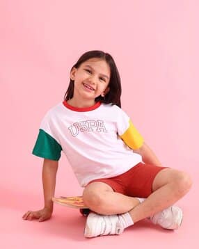 u.s. polo assn. Girls Colourblock Regular Fit Round-Neck T-Shirt-picture-13