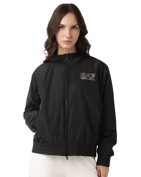 Buy EA7 Emporio Armani Logo Embossed Regular Fit Bomber Jacket
